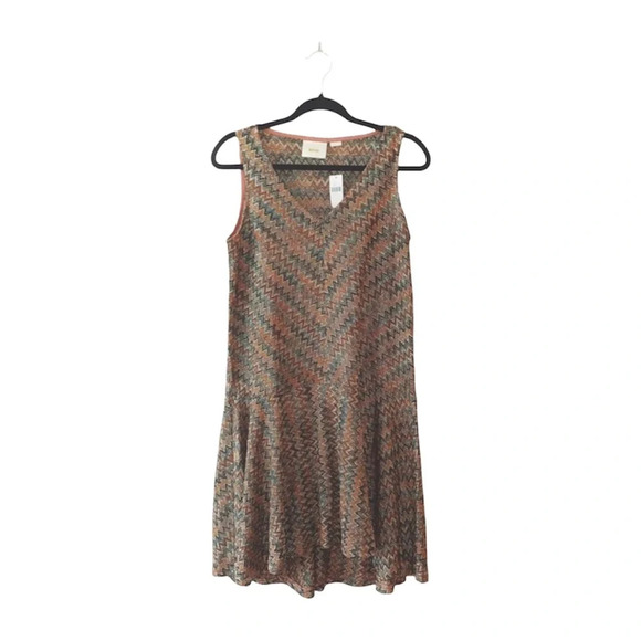 Maeve Anthropologie Westwater NWT Chevron Print Knit Knee Length Dress Small - Picture 2 of 12